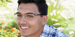 Caucasian Man wearing glasses outside